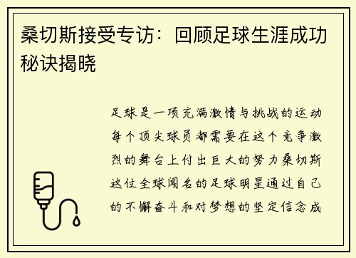 桑切斯接受专访：回顾足球生涯成功秘诀揭晓